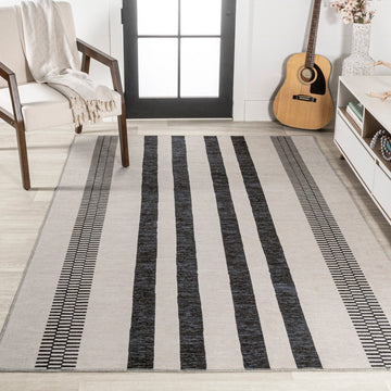 Vichy Geometric Striped Machine-washable Area Rug